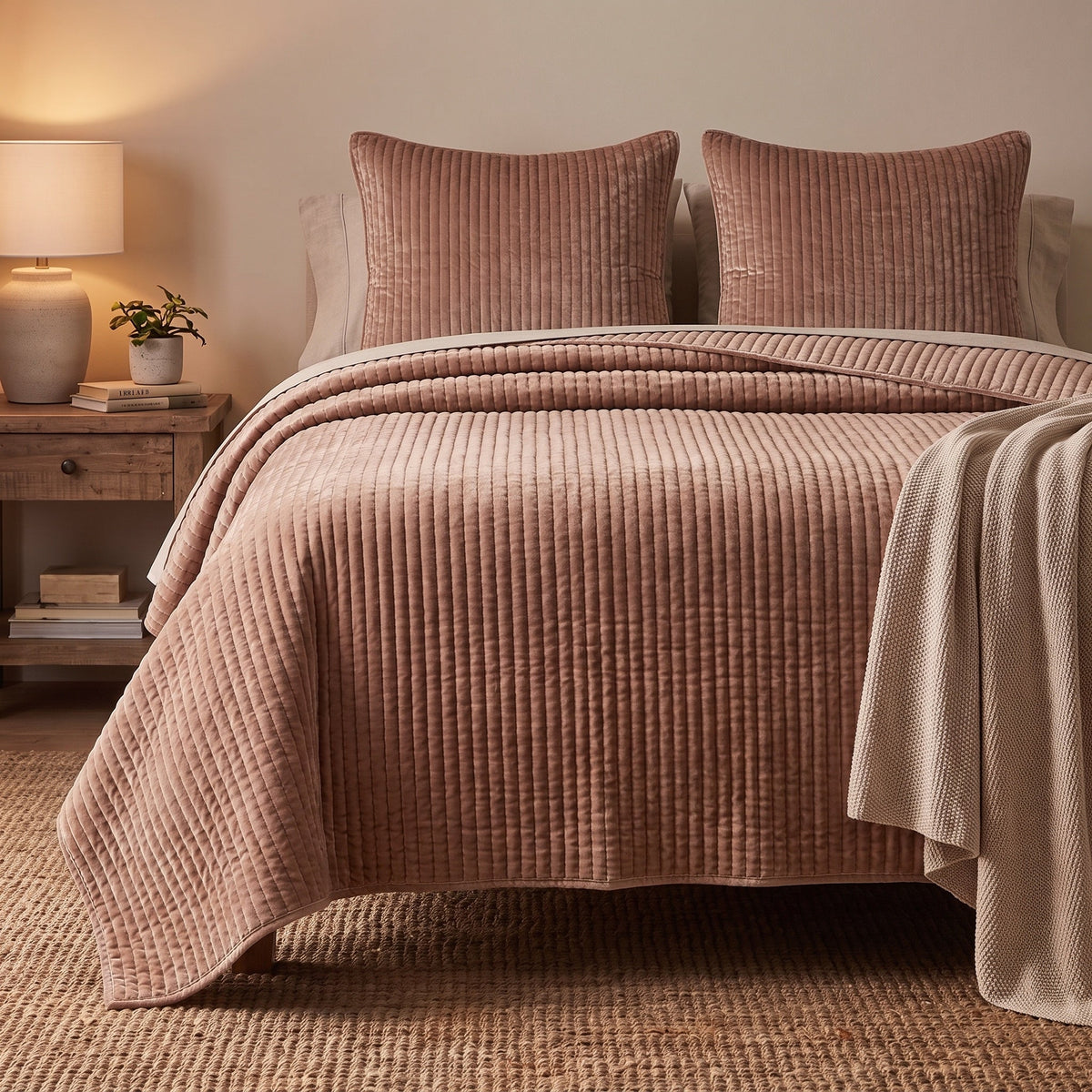 GRID-THUMB: Palazzo Velvet King Coverlet – Blush