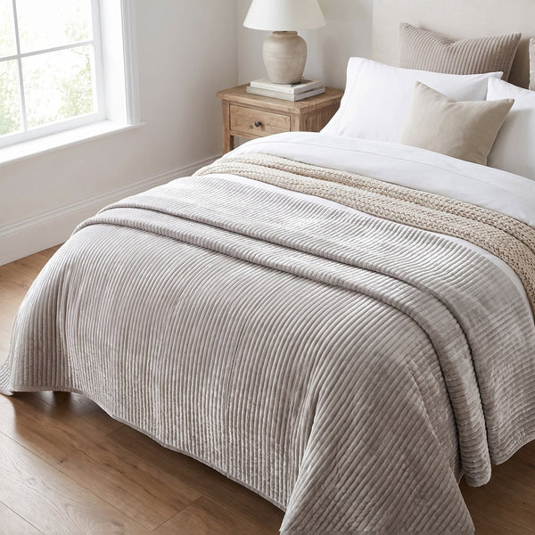 Palazzo Velvet Coverlet – Feather Gray